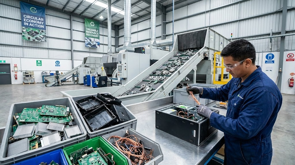 E-waste recycling process at Earthify