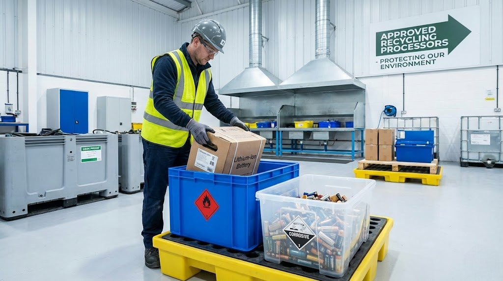 Safe battery processing and recycling